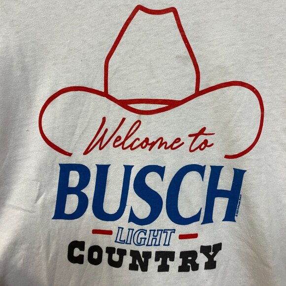 Welcome to Busch Light Country Cowboy Hat White T-Shirt XS - Picture 2 of 4